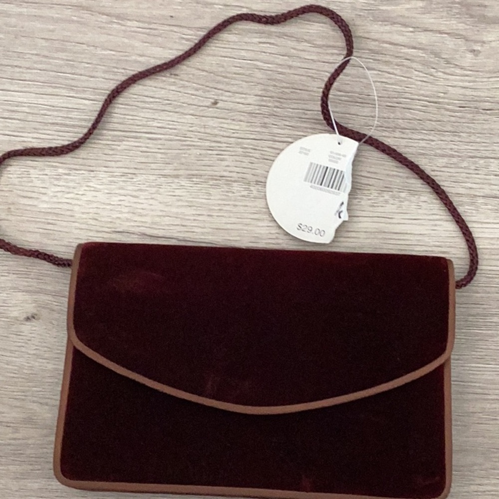Velvet Crossbody Clutch Bag in Deep Burgundy
